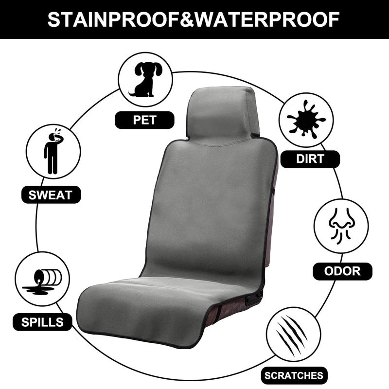 DREAMANIA Waterproof Seat Cover  Upgraded Neoprene Sweat Carseat Protector  Perfect for Universal Anti-Slip Car Truck SUV Seat  Ideal for Surfing Yoga Gym Workout  Gray - Image 3